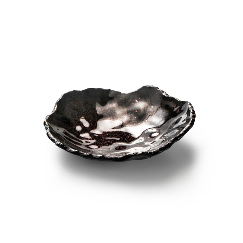 Artisanal glass bowl with glossy finish, starry-night design, luxury tableware for elegant dessert or appetizer presentation.