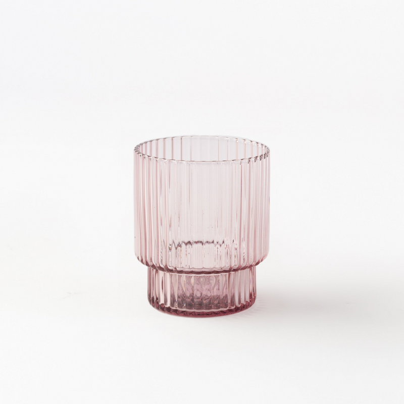 Gatsby Purple Glass 360ml with ribbed texture and lavender hue, elegant luxury drinkware for cocktails and beverages