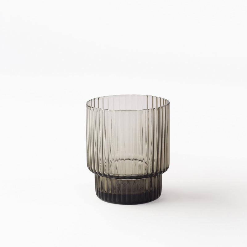 Gatsby Gray Glass 360ml with soft gray hue and ribbed texture, elegant modern drinkware for cocktails and whiskey