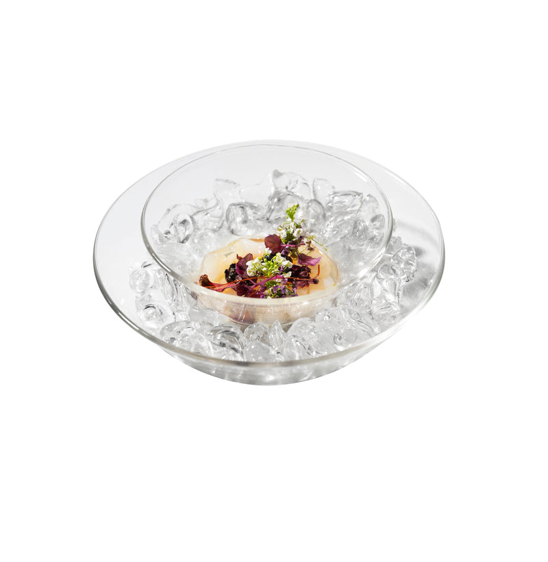 Iceberg Set 250ml borosilicate glass bowl, luxury blown glass tableware with glossy finish, freezer and heat safe