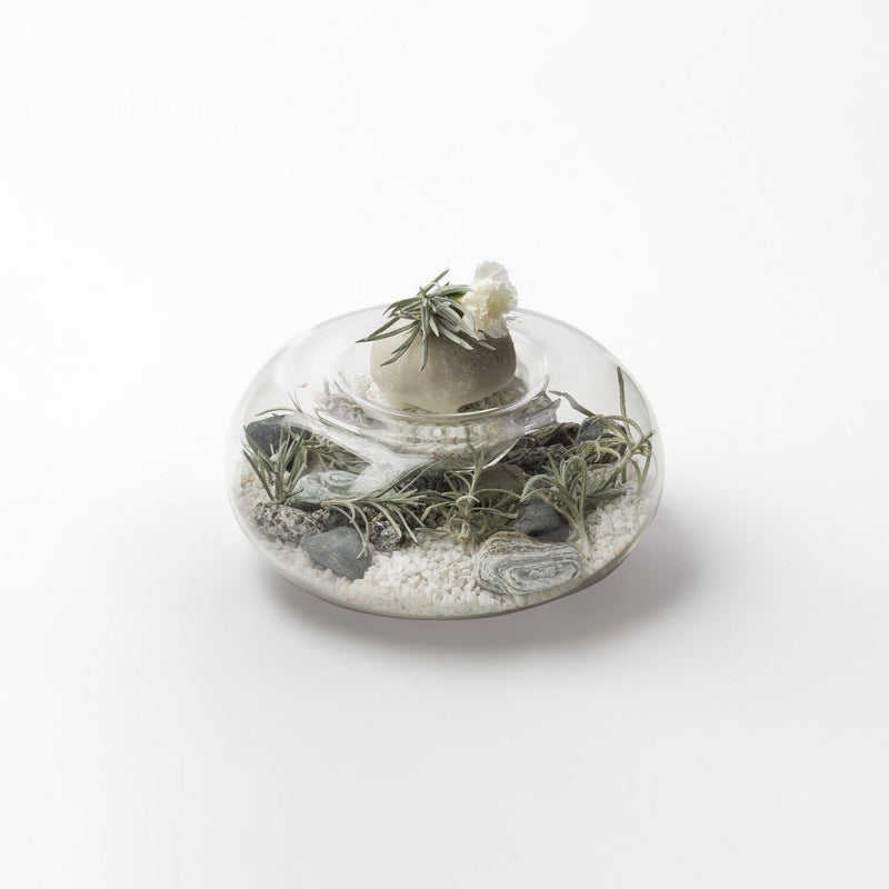 Borosilicate glass bowl with removable cork base, 160ml, clear blown glass ideal for creative food presentation and décor.
