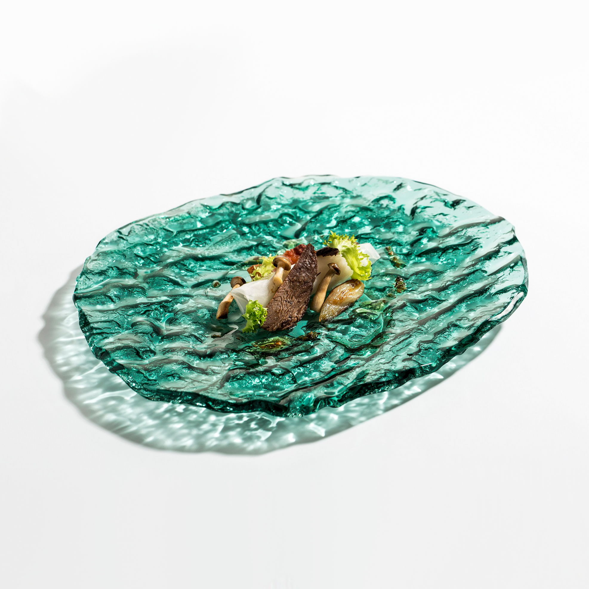 MAR GLASS PLATE GREEN 28X25CM
