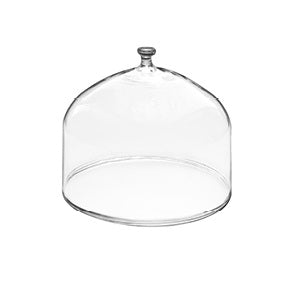 Diana Boro Dome glass cover, luxury borosilicate tableware, artistic heat-safe dome for elegant culinary presentation.