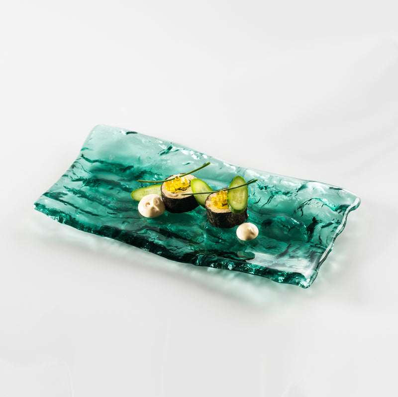 MAR GLASS GREEN TRAY 28X15CM